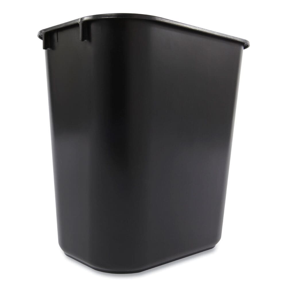 Deskside Plastic Wastebasket, 3.5 gal, Plastic, Black - Image 3