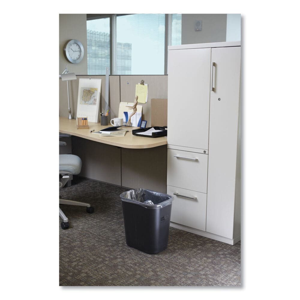 Deskside Plastic Wastebasket, 3.5 gal, Plastic, Black - Image 4