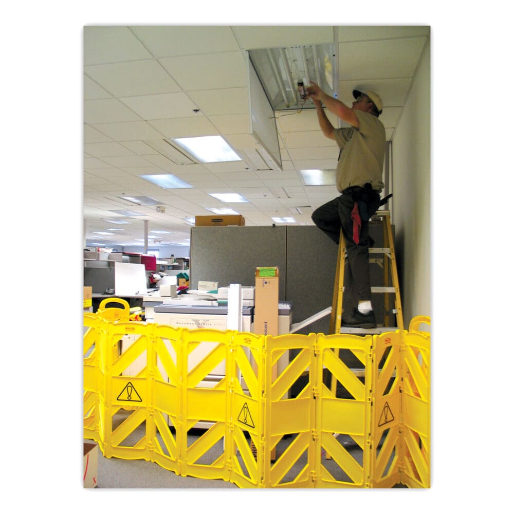 Portable Mobile Safety Barrier, Plastic, 13 ft x 40", Yellow - Image 7