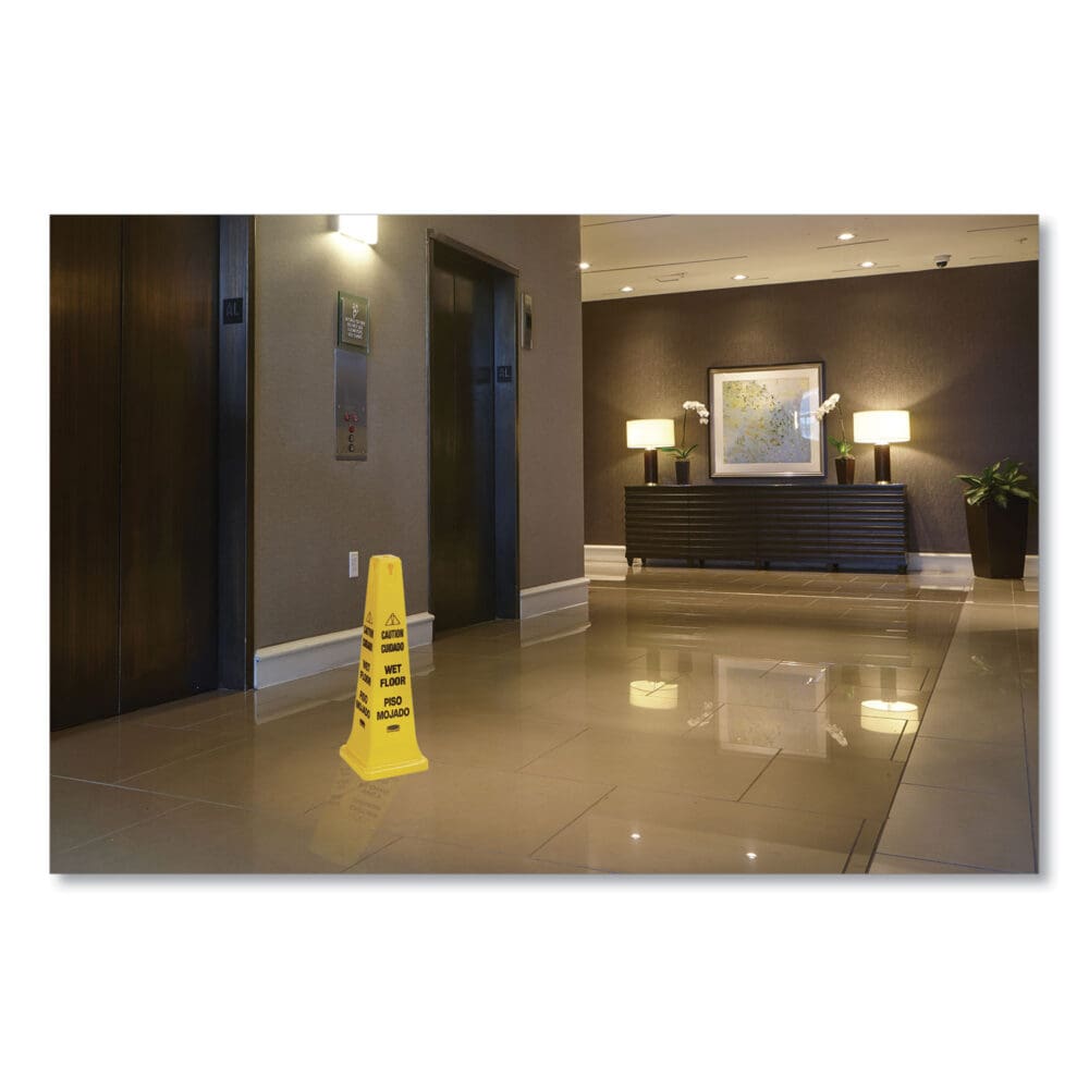 Multilingual Wet Floor Safety Cone, 12.25 x 12.25 x 36 - Image 3