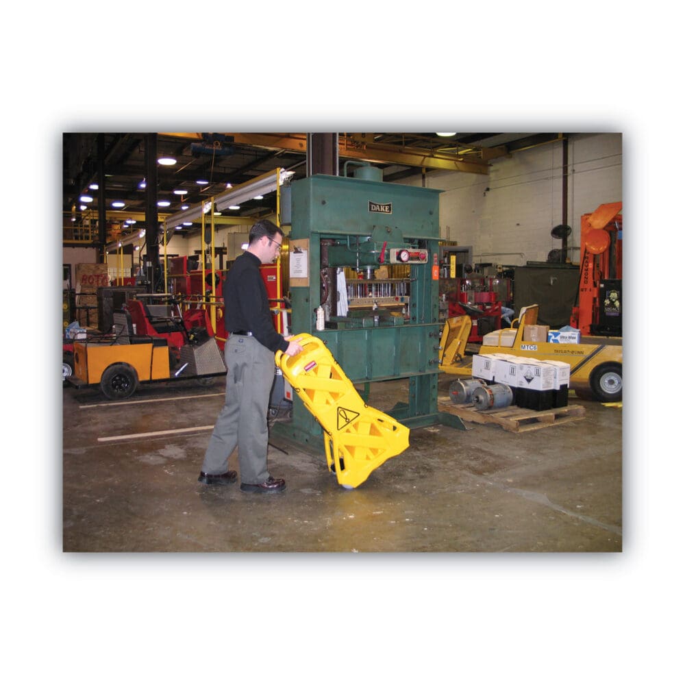 Portable Mobile Safety Barrier, Plastic, 13 ft x 40", Yellow - Image 4