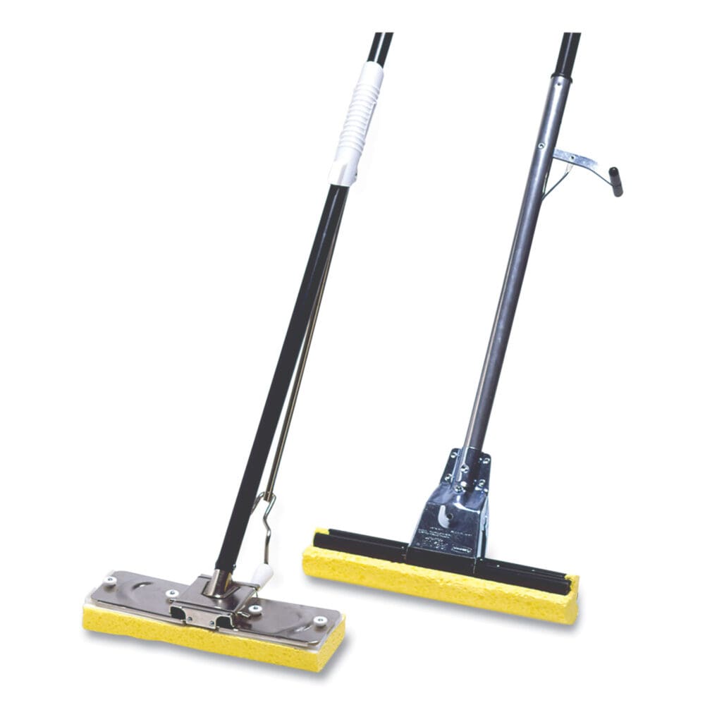 Steel Sponge Mop, 12" Wide Yellow Cellulose Sponge Head, Bronze Steel Handle - Image 4