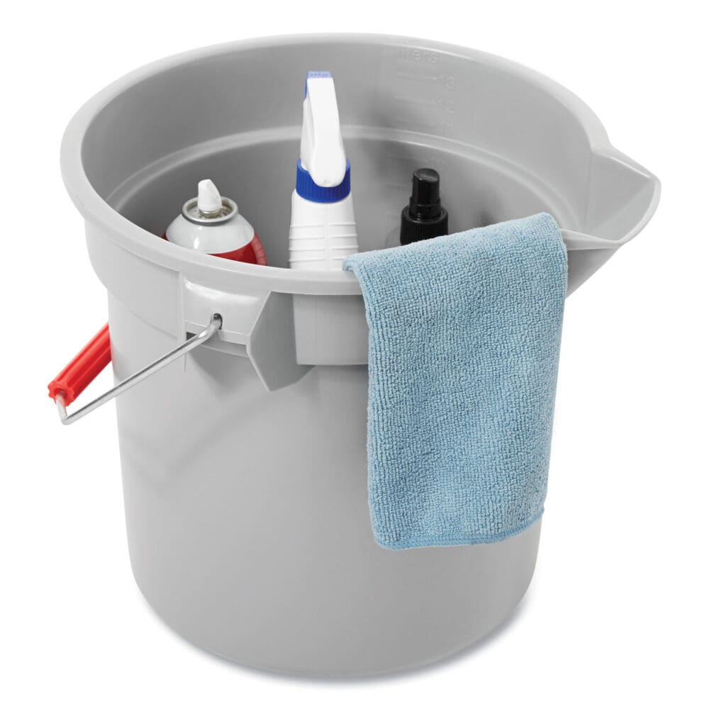14 Quart Round Utility Bucket, Plastic, Gray, 12" dia - Image 3