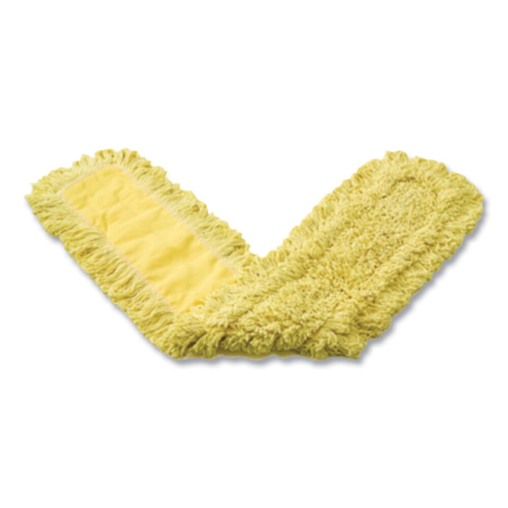 Trapper Commercial Dust Mop, Looped-end Launderable, 5" x 24", Yellow - Image 3