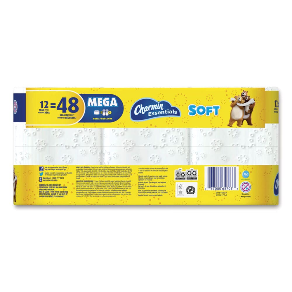 Essentials Soft Bathroom Tissue, Septic Safe, 2-Ply, White, 352 Sheets/Roll, 12/Pack - Image 6
