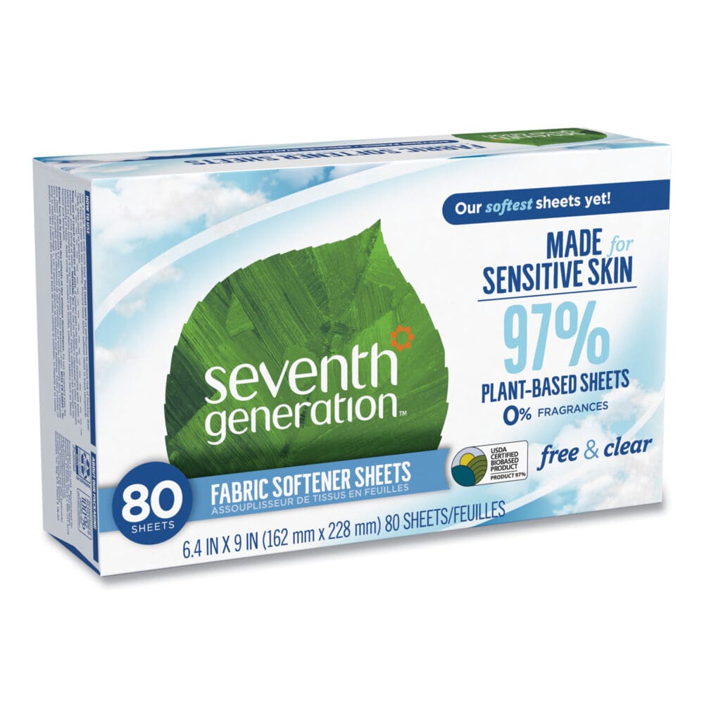 Natural Fabric Softener Sheets, Unscented, 80 Sheets/Box, 4/Carton - Image 7