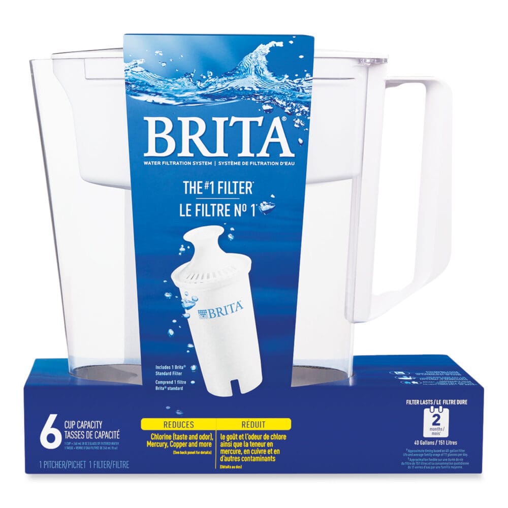 Classic Water Filter Pitcher, 40 oz, 5 Cups, Clear - Image 9