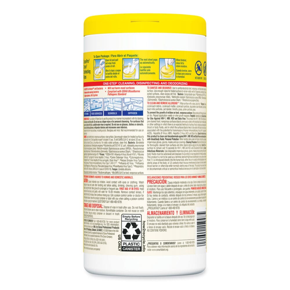 Disinfecting Wipes, 1-Ply, 7 x 8, Lemon Fresh, White, 75/Canister - Image 7