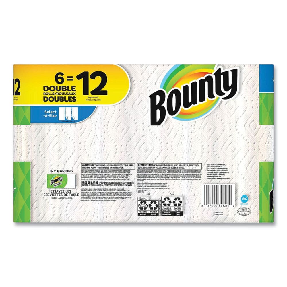Select-a-Size Kitchen Roll Paper Towels, 2-Ply, White, 5.9 x 11, 110 Sheets/Roll, 6 Rolls/Carton - Image 5