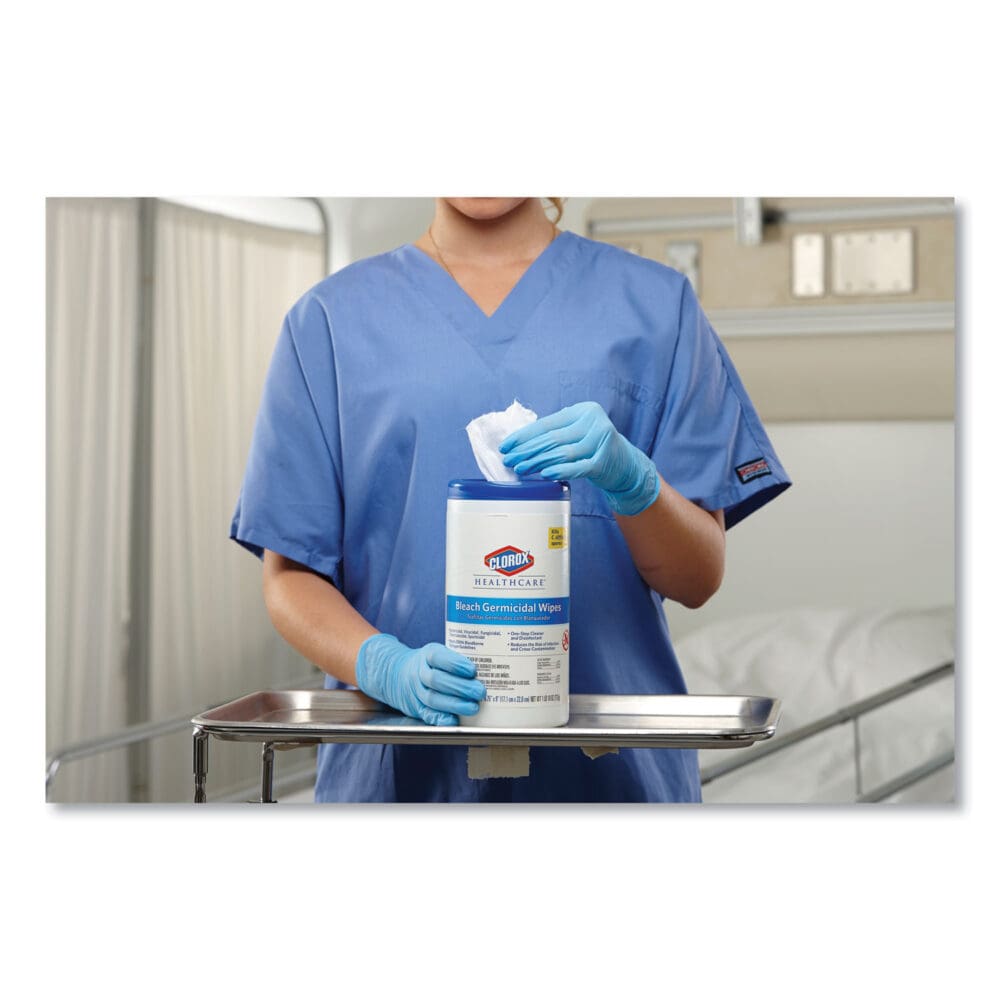 Bleach Germicidal Wipes, 1-Ply, 6 x 5, Unscented, White, 150/Canister, 6 Canisters/Carton - Image 9