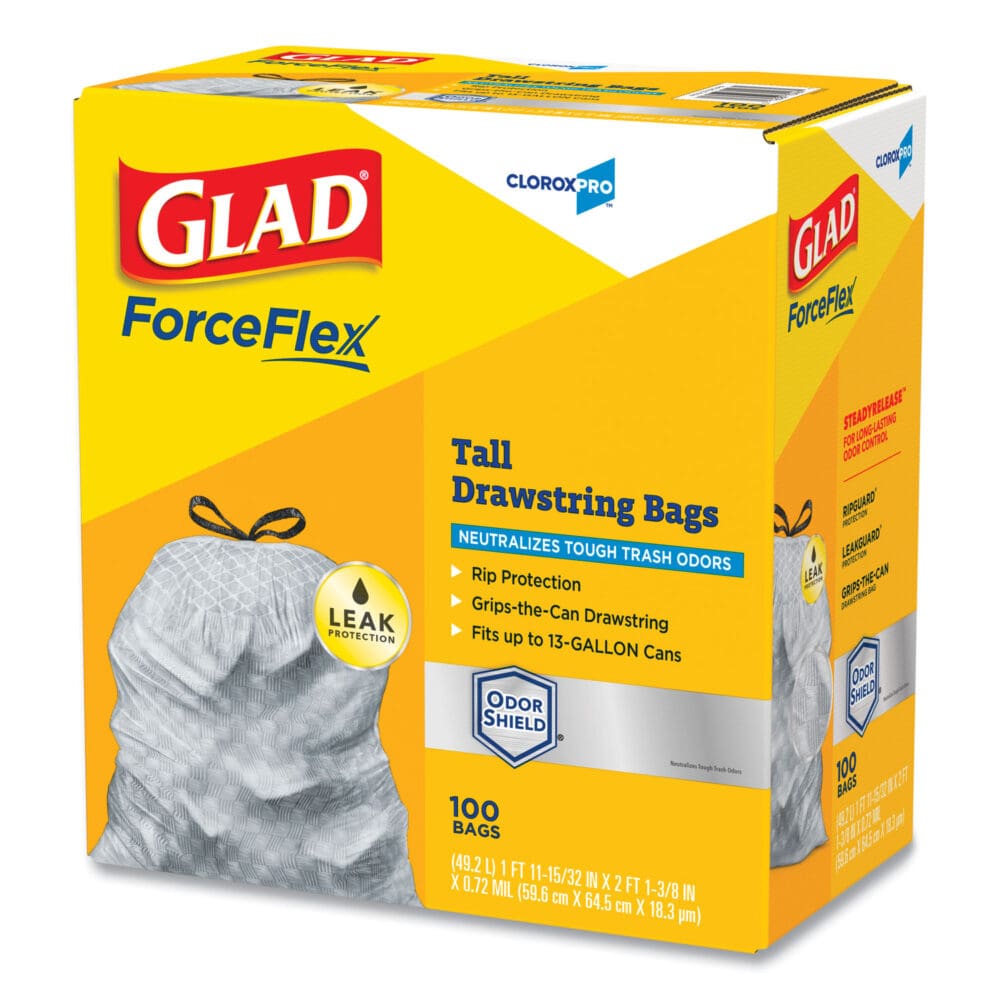 ForceFlex Tall Kitchen Drawstring Trash Bags, 13 gal, 0.72 mil, 23.75" x 24.88", Gray, 100/Box - Image 10