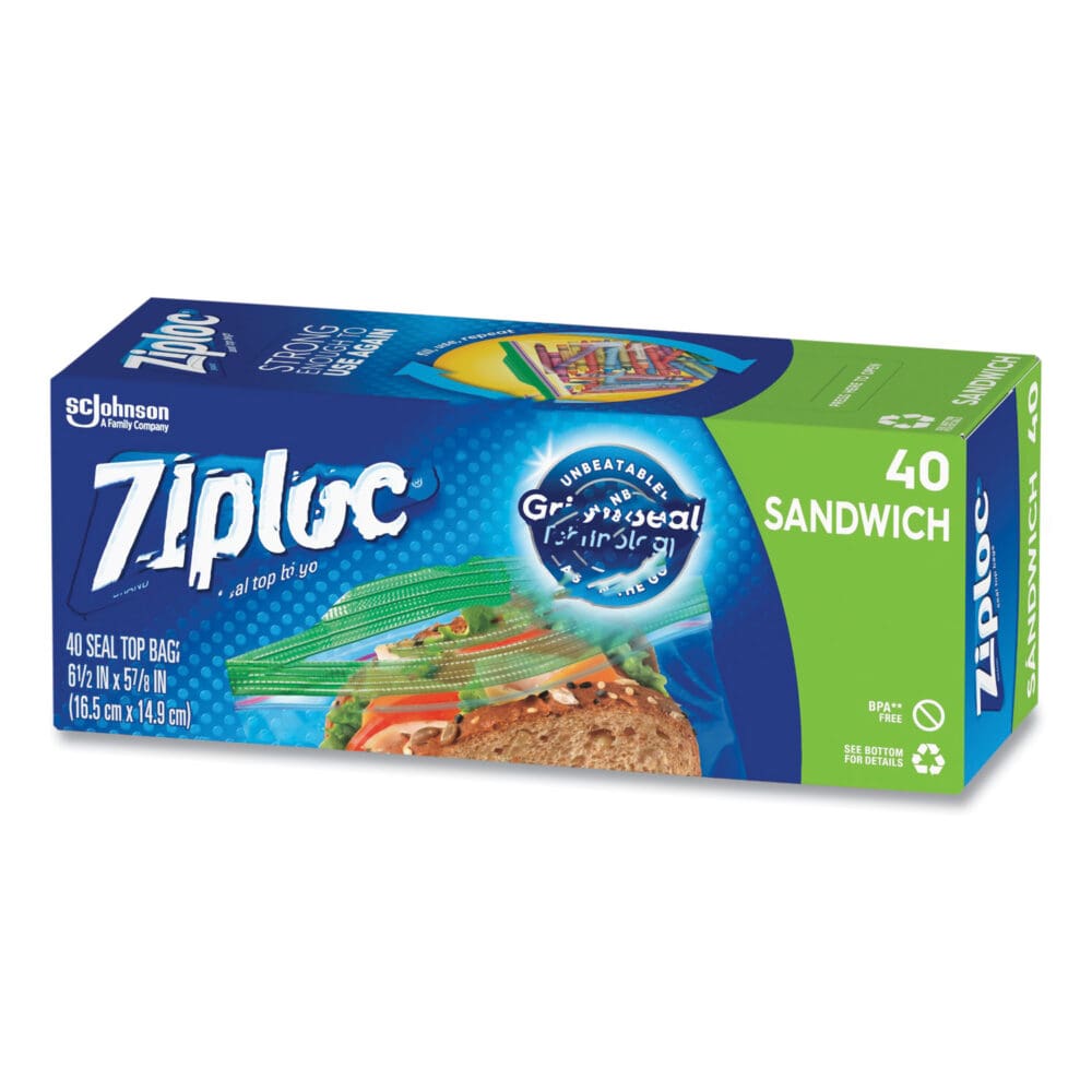 Resealable Sandwich Bags, 1.2 mil, 6.5" x 5.88", Clear, 40/Box - Image 2