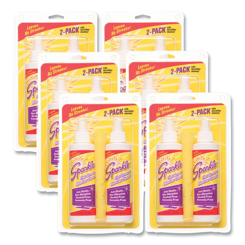Flat Screen and Monitor Cleaner, Pleasant Scent, 8 oz Bottle, 2/Pack, 6/Carton - Image 2