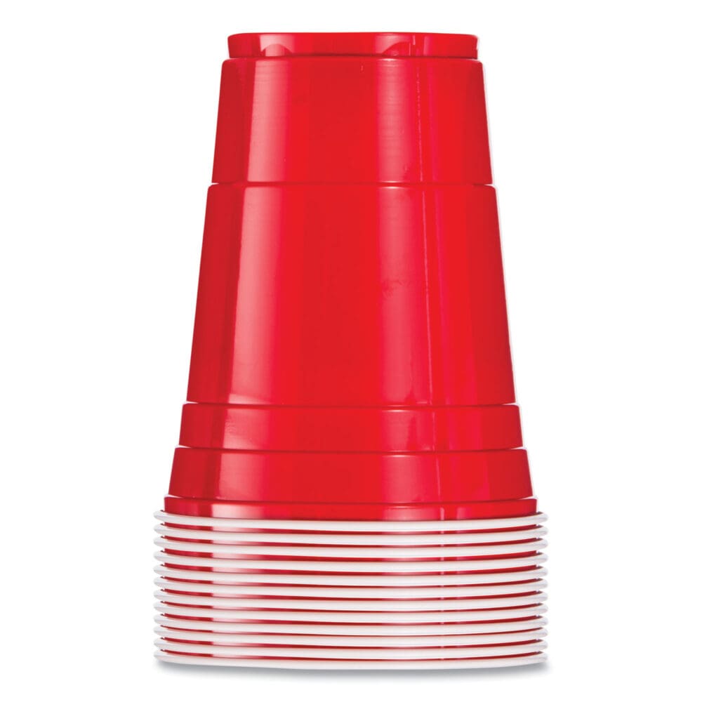 SOLO Party Plastic Cold Drink Cups, 16 oz, Red, 50/Pack - Image 8