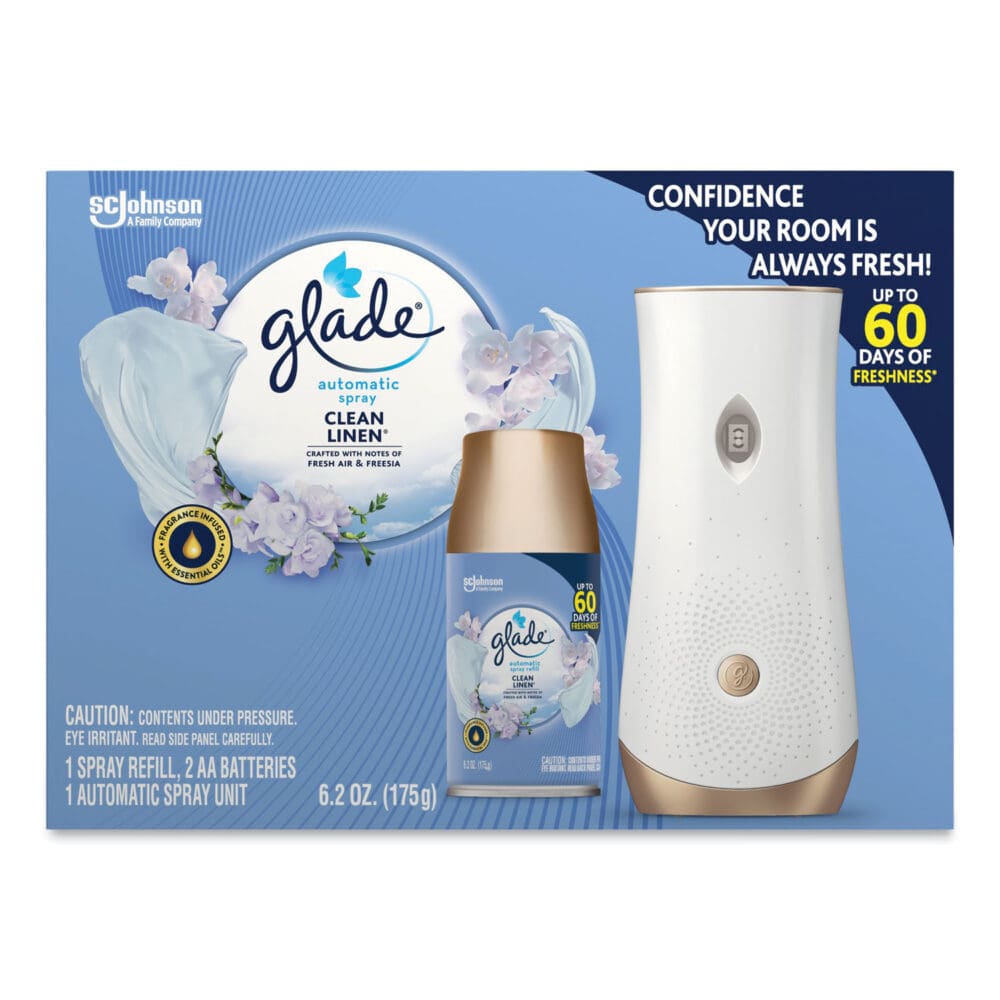 Automatic Spray Starter Kit, Spray Unit and Refill, White/Gold, Clean Linen, 4/Carton - Image 3