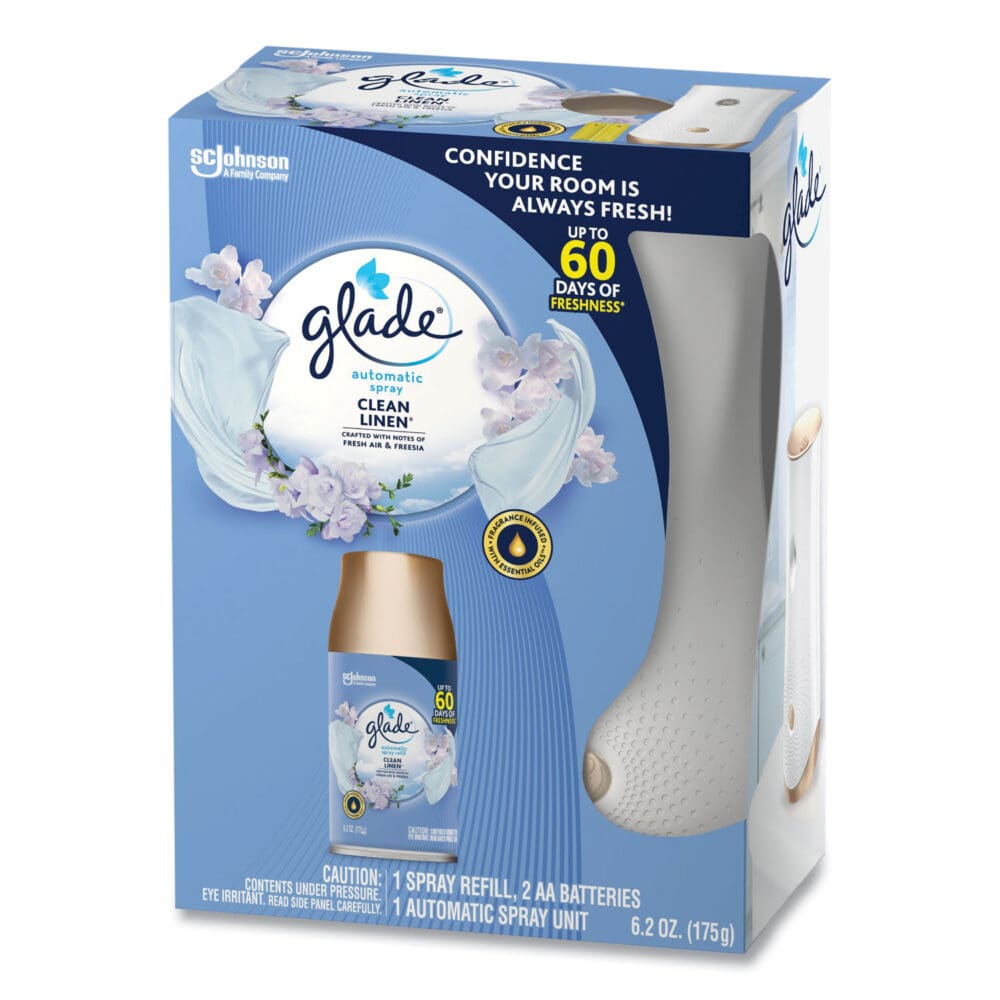 Automatic Spray Starter Kit, Spray Unit and Refill, White/Gold, Clean Linen, 4/Carton - Image 4