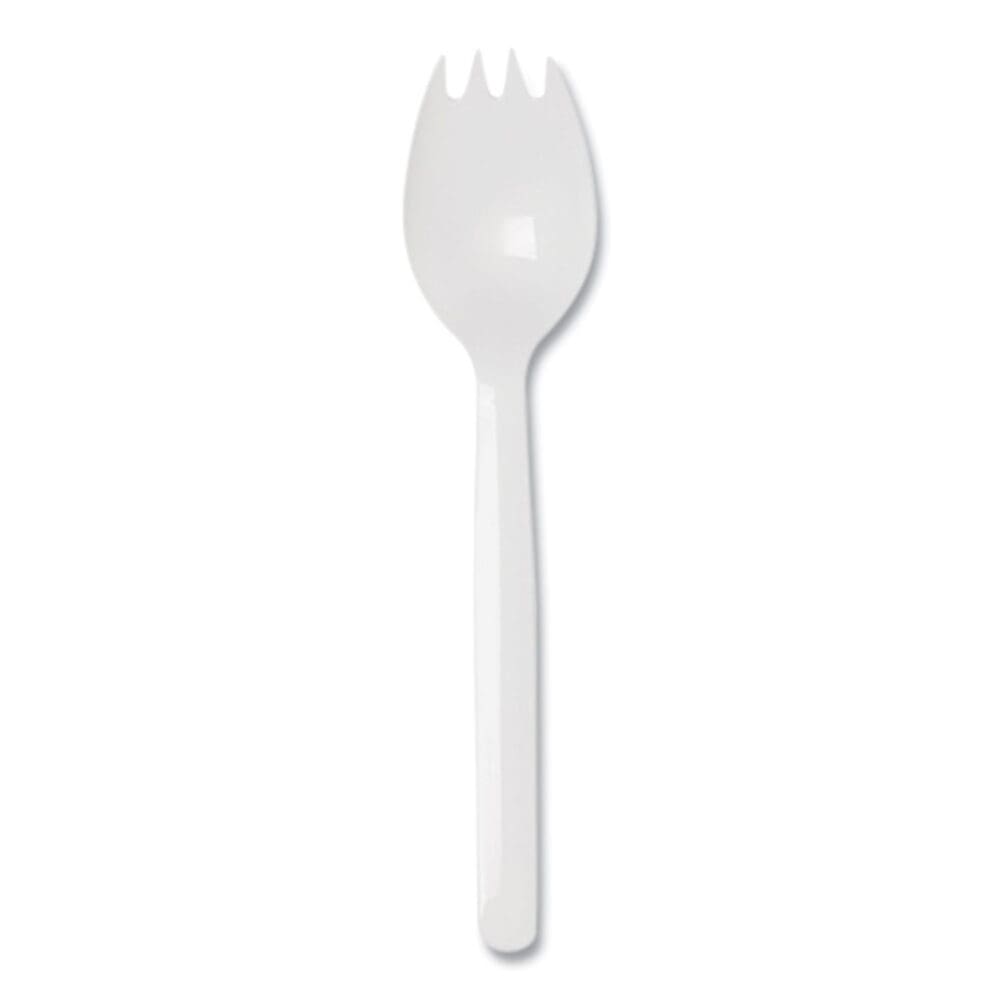 Individually Wrapped Mediumweight Polystyrene Cutlery, Spork, White, 1,000/Carton - Image 5