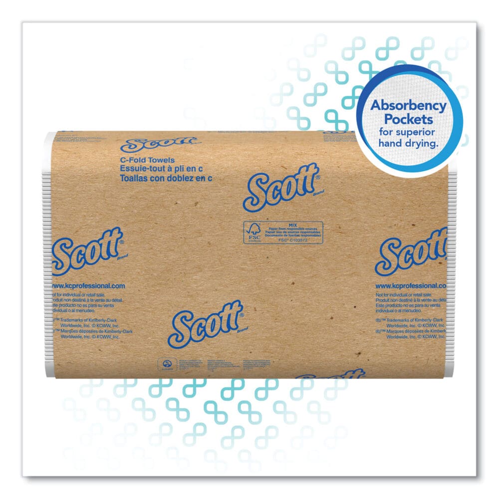 Essential C-Fold Towels for Business, Absorbency Pockets, 1-Ply, 10.13 x 13.15, White, 200/Pack, 12 Packs/Carton - Image 3