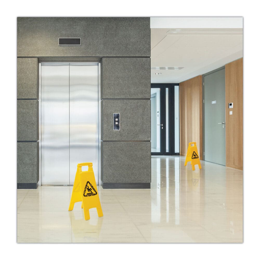 Site Safety Wet Floor Sign, 2-Sided, 10 x 2 x 26, Yellow - Image 4