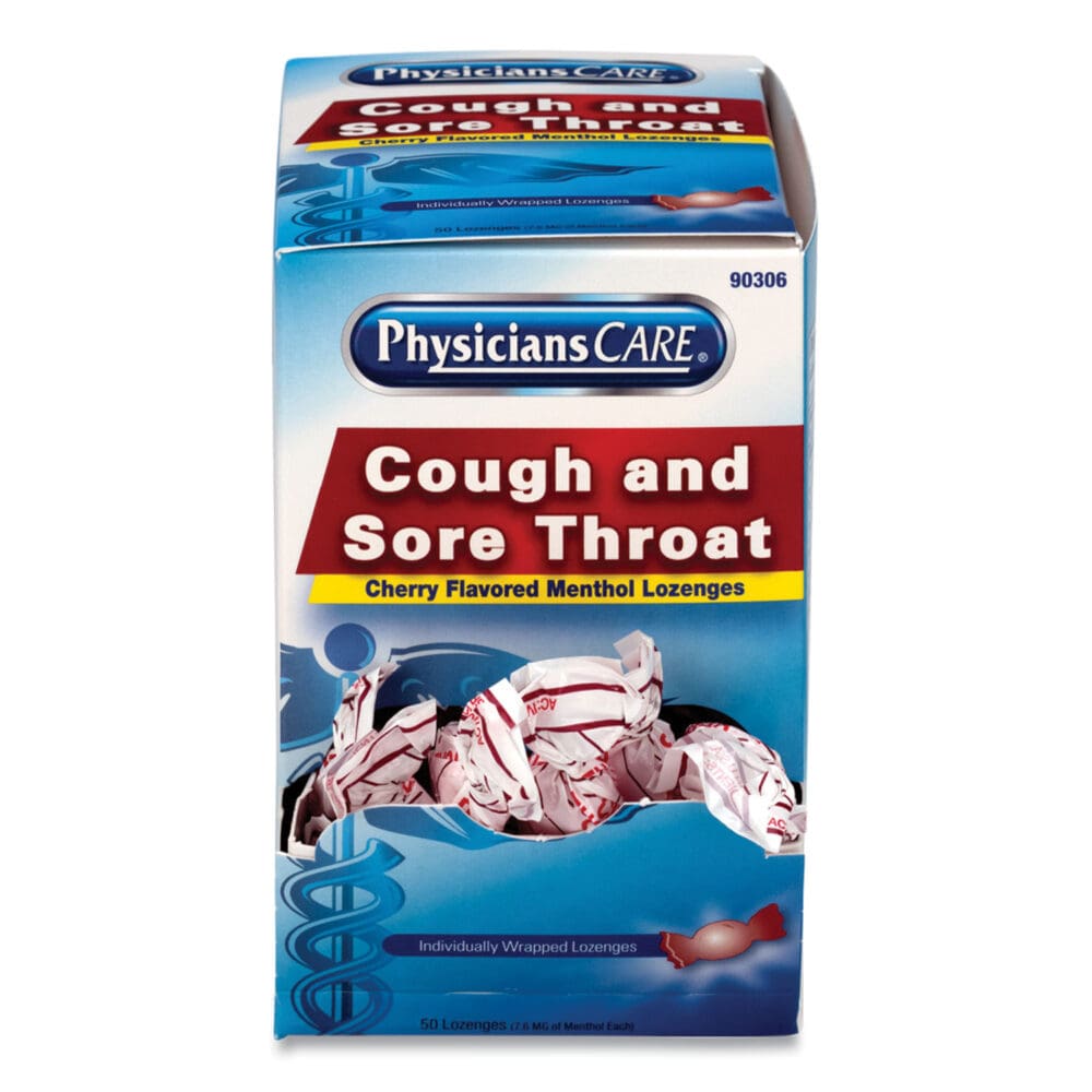 Cough and Sore Throat, Cherry Menthol Lozenges, Individually Wrapped, 50/Box - Image 2