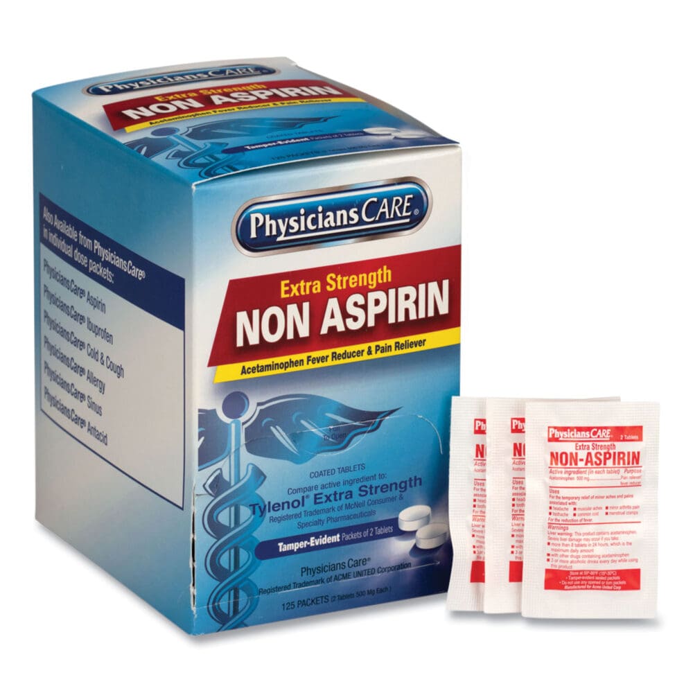 Pain Relievers/Medicines, XStrength Non-Aspirin Acetaminophen, 2/Packet, 125 Packets/Box - Image 4