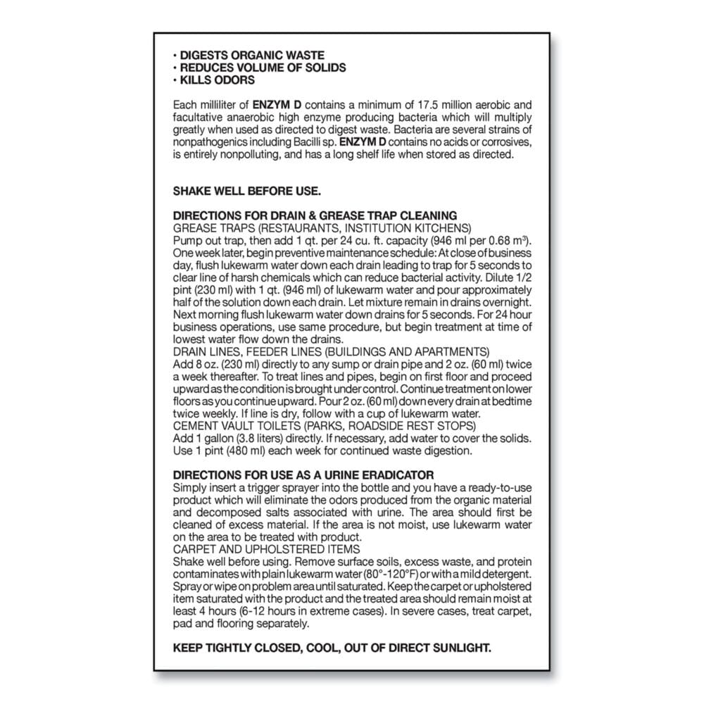 Enzym D Digester Deodorant, Mint, 1 gal, Bottle, 4/Carton - Image 4