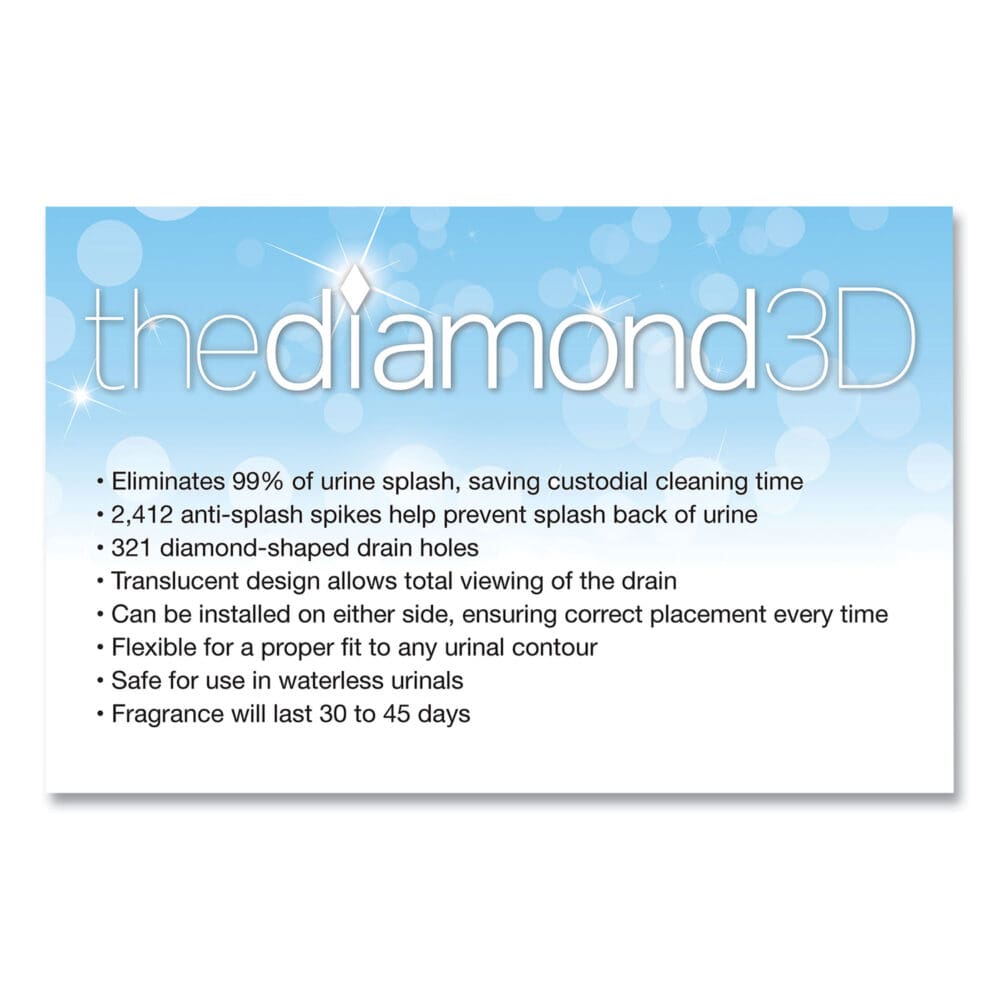 Diamond 3D Urinal Screen, Mountain Air Scent, Blue, 10/Pack, 6 Packs/Carton - Image 3