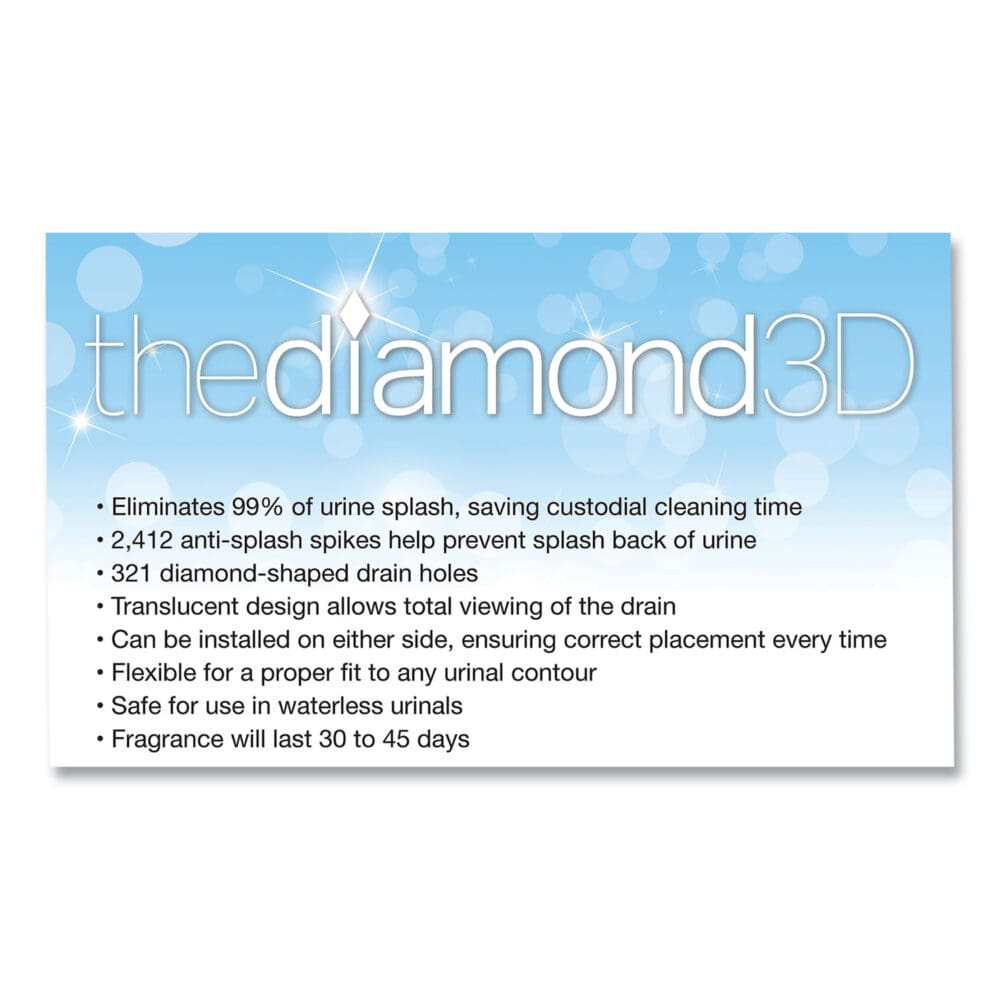 Diamond 3D Urinal Screen, Melon Mist Scent, Clear, 10/Pack, 6 Packs/Carton - Image 3