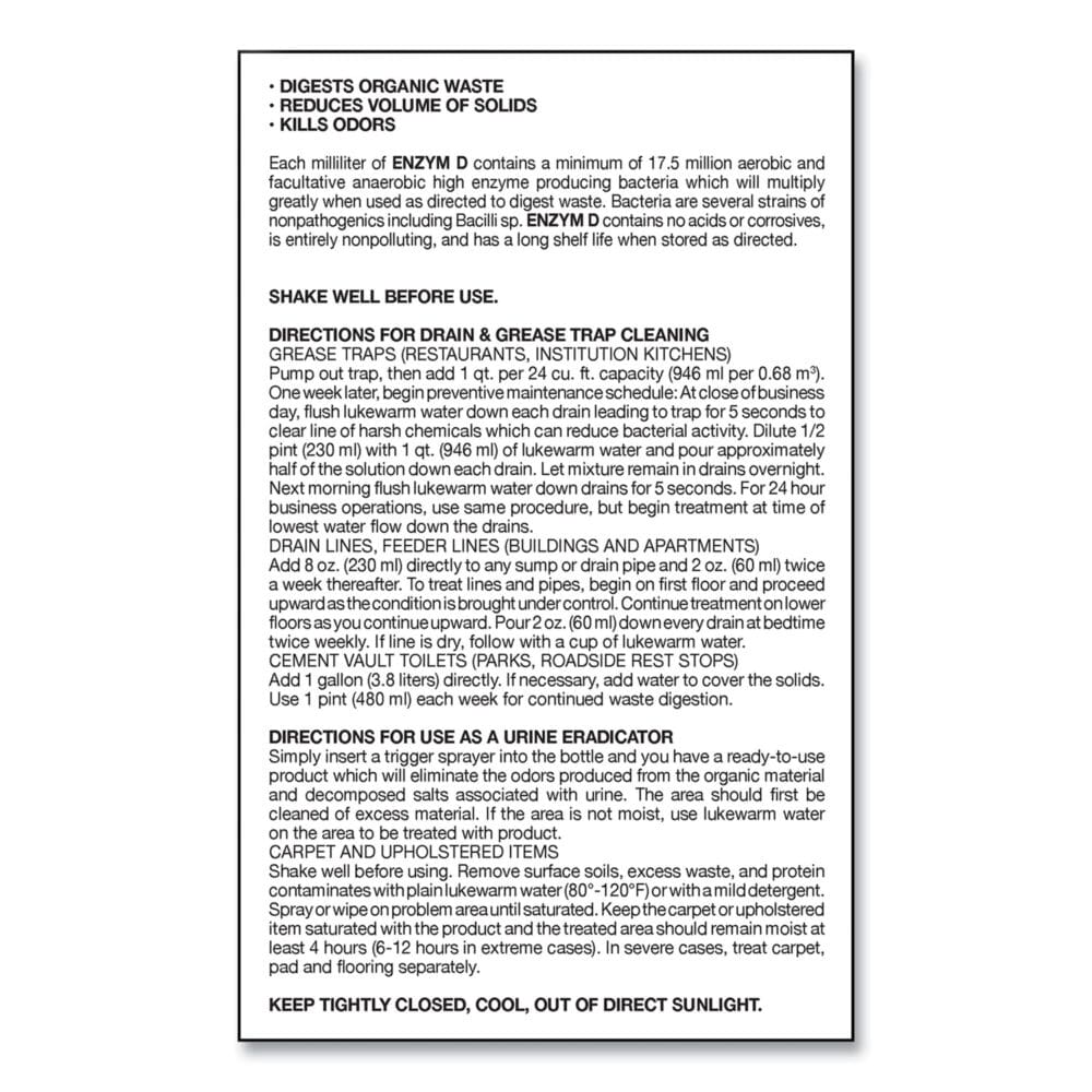 Enzym D Digester Liquid Deodorant, Lemon, 32 oz Bottle, 12/Carton - Image 4