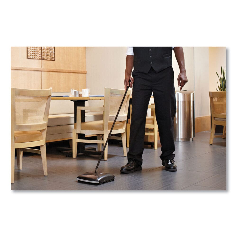 Brushless Mechanical Sweeper, 44" Handle, Black/Yellow - Image 3
