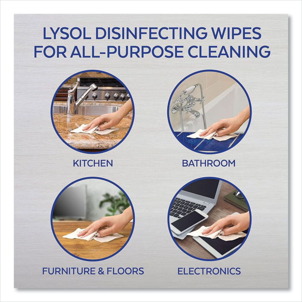 Disinfecting Wipes, 1-Ply, 7 x 7.25, Lemon and Lime Blossom, White, 80 Wipes/Canister, 3 Canisters/Pack - Image 9