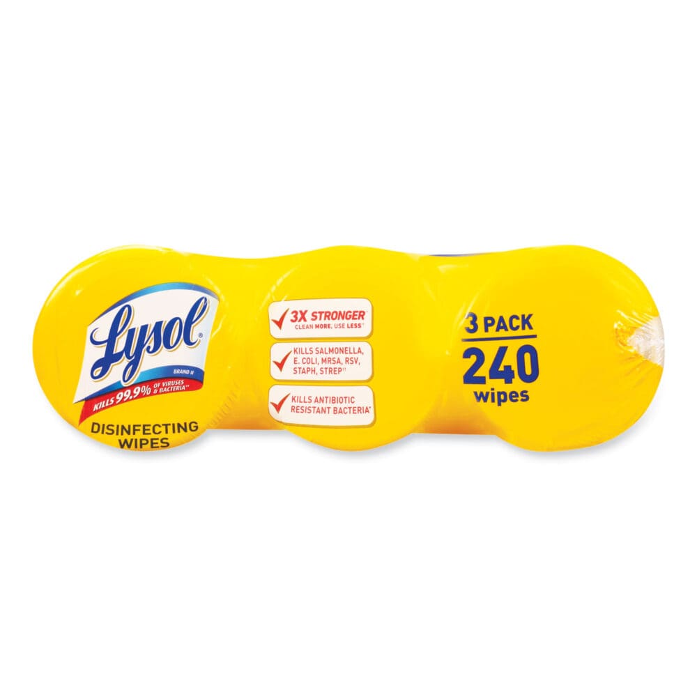 Disinfecting Wipes, 1-Ply, 7 x 7.25, Lemon and Lime Blossom, White, 80 Wipes/Canister, 3 Canisters/Pack - Image 6