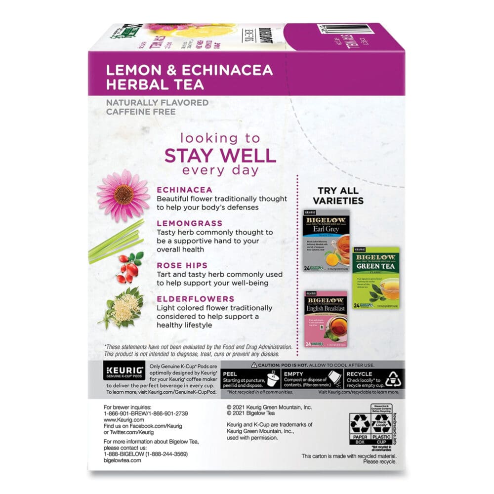 Benefits Lemon and Echinacea Herbal K-Cup, 0.11 oz, 22/Box - Image 2