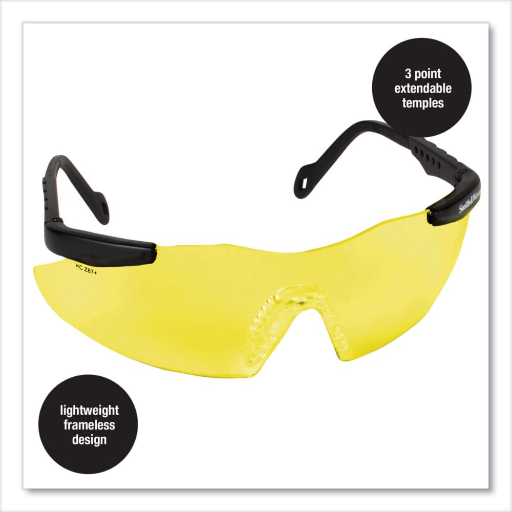 Magnum 3G Safety Eyewear, Black Frame, Yellow/Amber Lens, 12/Box - Image 6