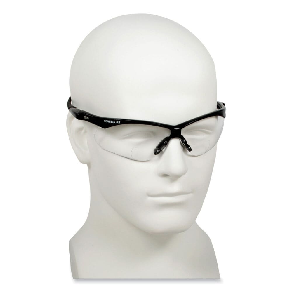 V60 Nemesis Rx Reader Safety Glasses, Black Frame, Clear Lens, +3.0 Diopter Strength, 6/Box - Image 2