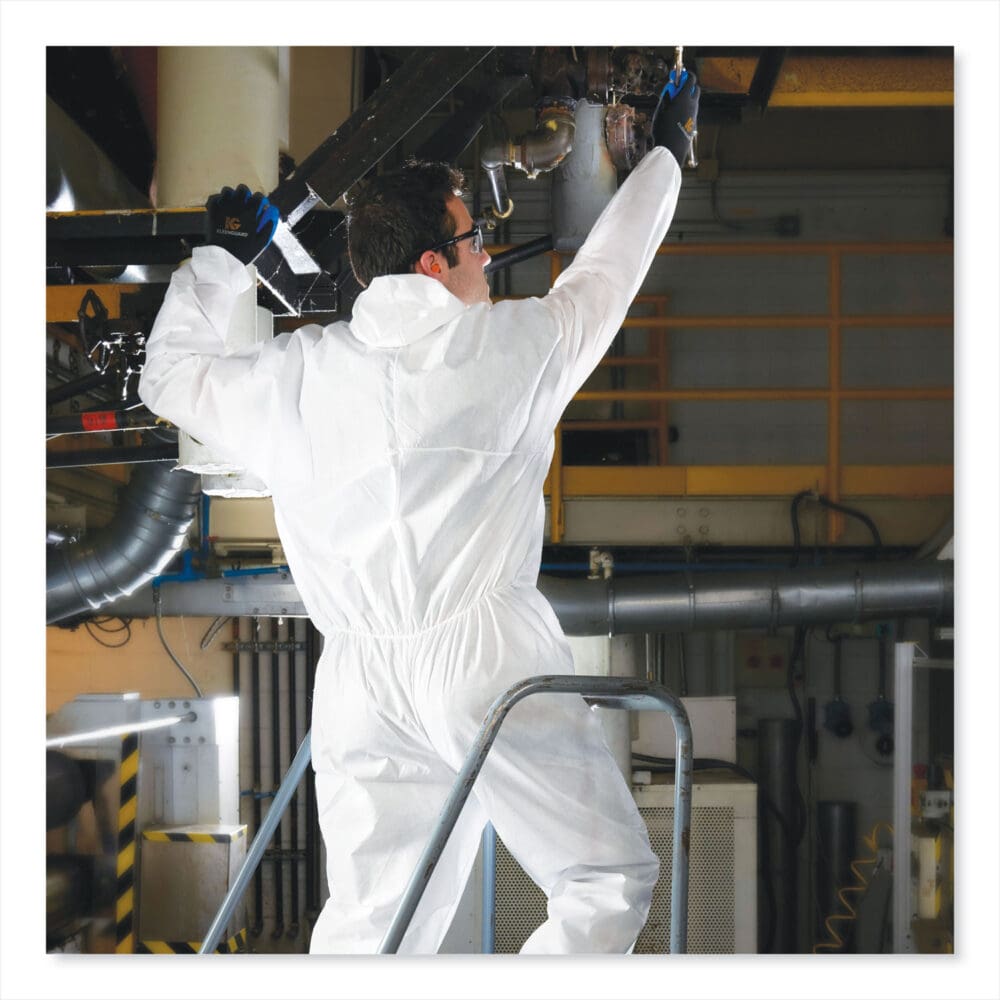 A20 Breathable Particle Protection Coveralls, Elastic Back, Hood, Medium, White, 24/Carton - Image 3