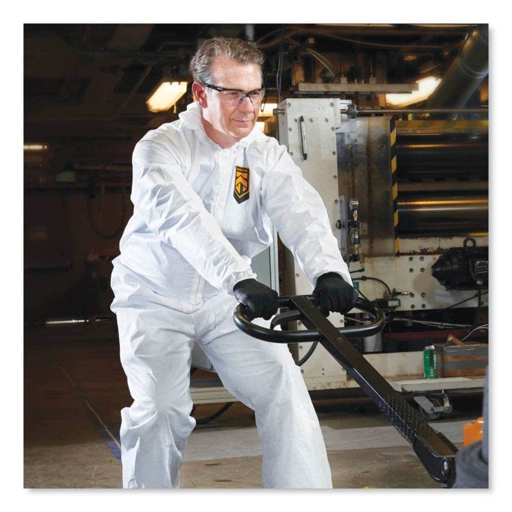 A20 Breathable Particle Protection Coveralls, Elastic Back, Hood, Medium, White, 24/Carton - Image 4