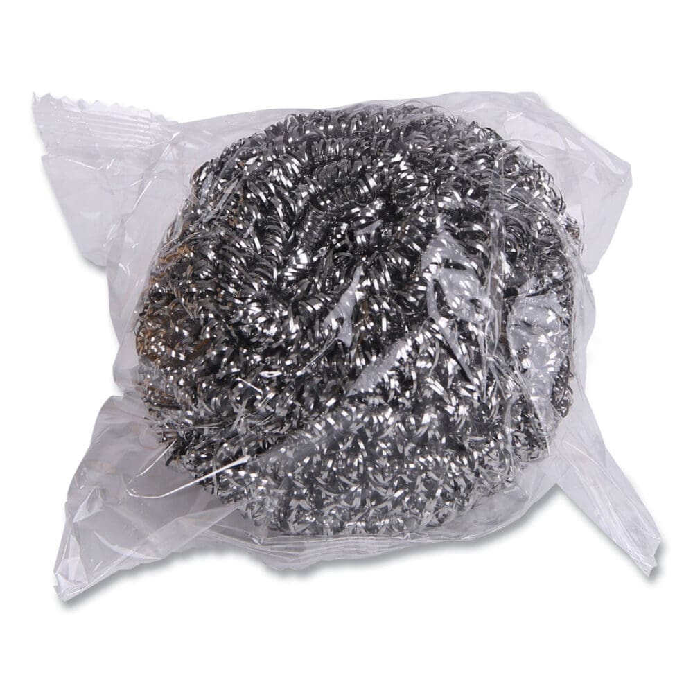 Stainless Steel Scrubber, Large Size, 2.5 x 2.75, Steel Gray, 12/Carton - Image 3