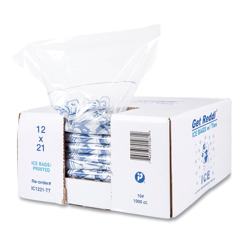 Ice Bags, 1.5 mil, 12" x 21", Clear, 1,000/Carton - Image 3