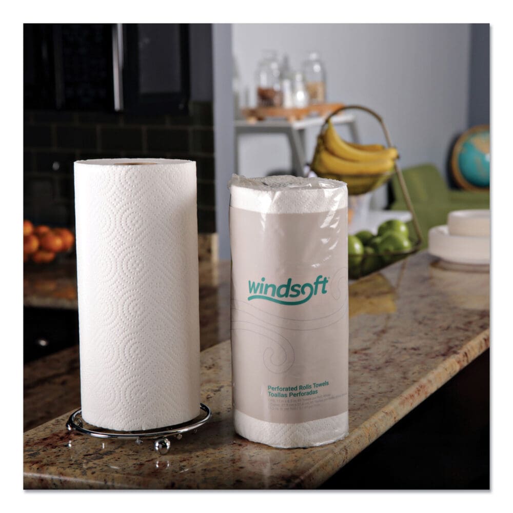 Kitchen Roll Towels, 2-Ply, 11 x 8.5, White, 85/Roll, 30 Rolls/Carton - Image 4