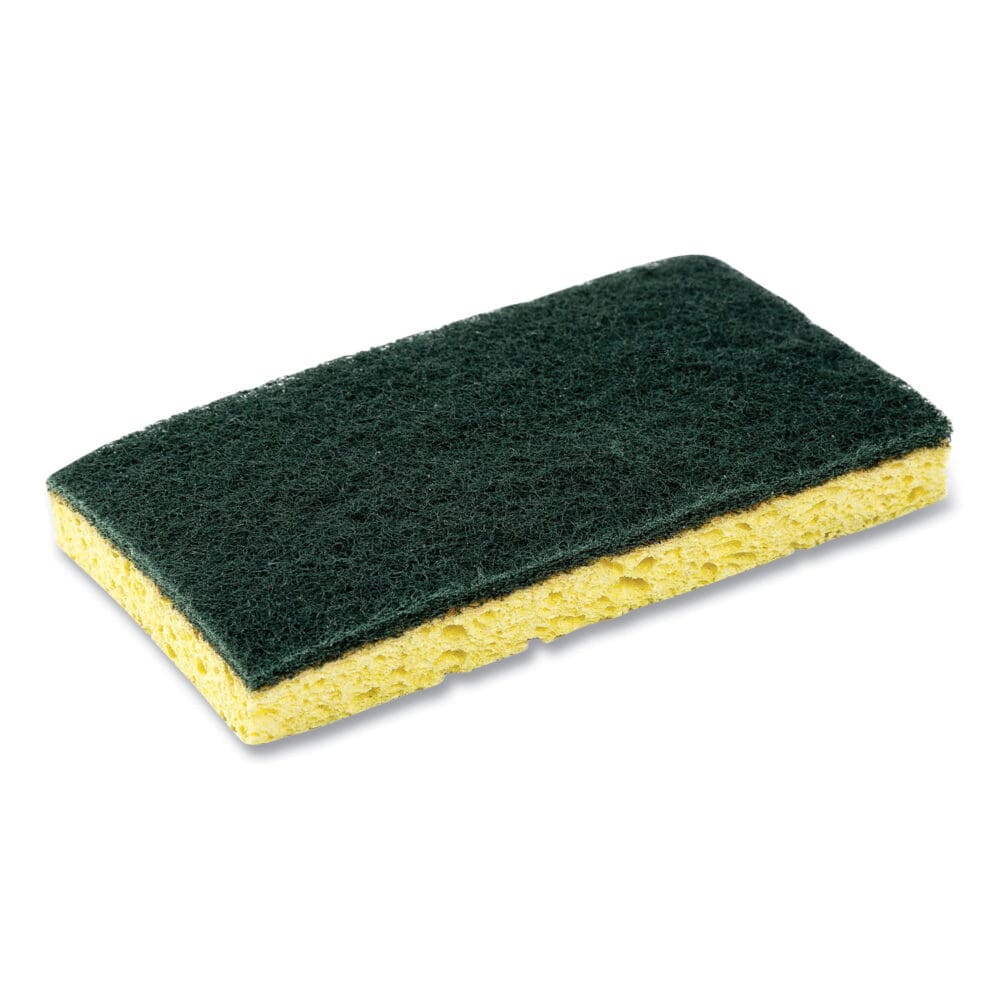 Heavy-Duty Scrubbing Sponge, 3.5 x 6, 0.85" Thick, Yellow/Green, 20/Carton - Image 5