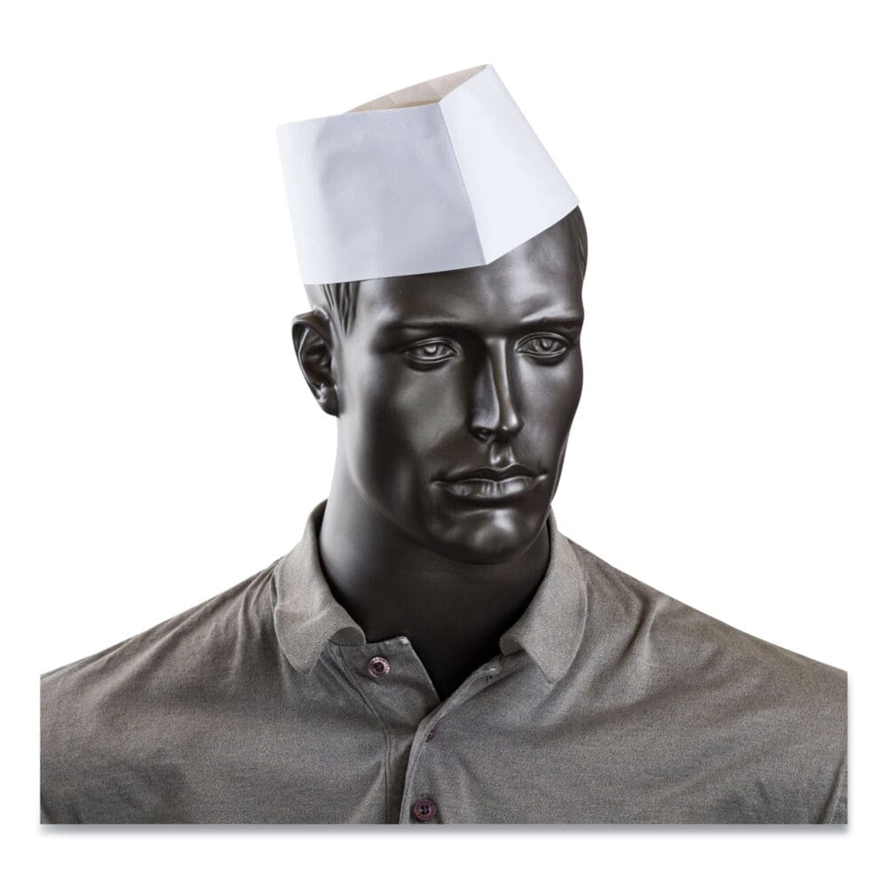 Classy Cap, Crepe Paper, Adjustable, One Size Fits All, White, 100 Caps/Pack, 10 Packs/Carton - Image 4