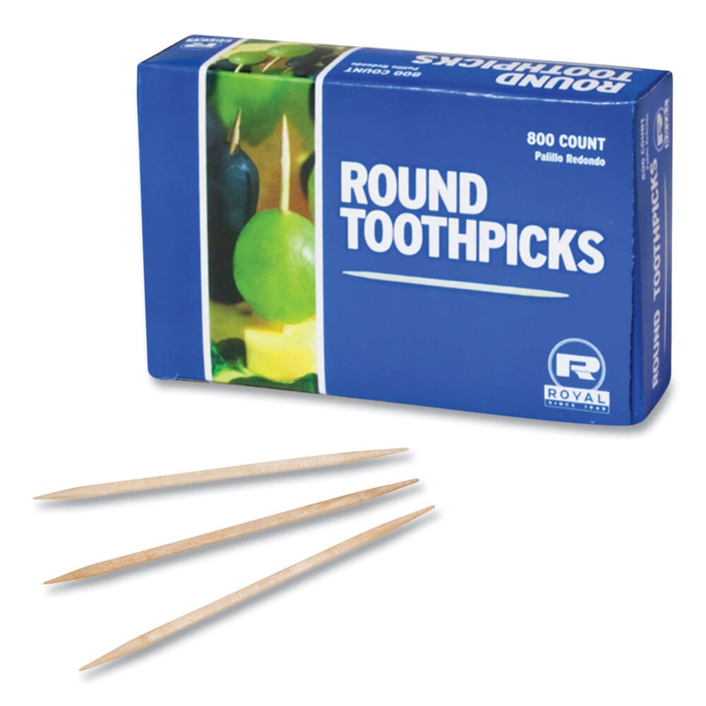 Round Wood Toothpicks, 2.5", Natural, 800/Box, 24 Boxes/Case, 5 Cases/Carton, 96,000 Toothpicks/Carton - Image 2