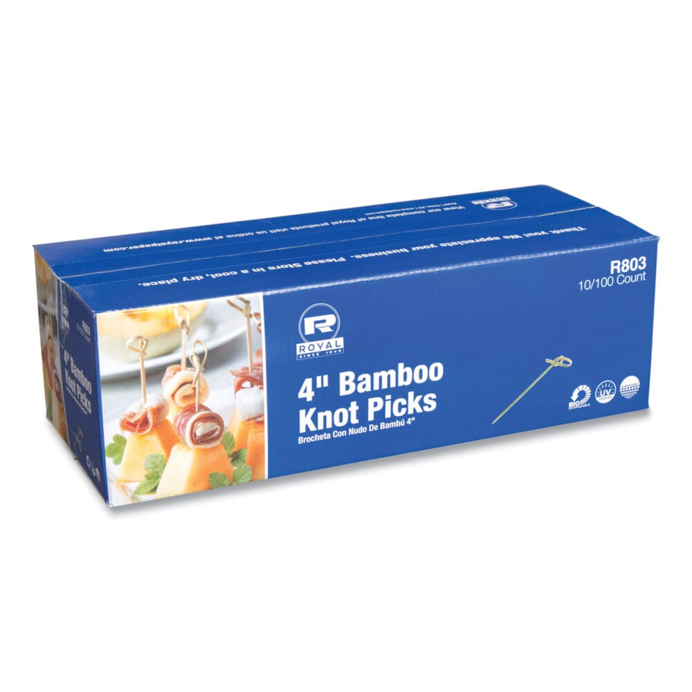 Knotted Bamboo Pick, Natural, 4", 100 Pack, 10 Packs/Carton - Image 3