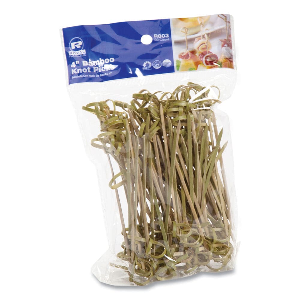 Knotted Bamboo Pick, Natural, 4", 100 Pack, 10 Packs/Carton - Image 5