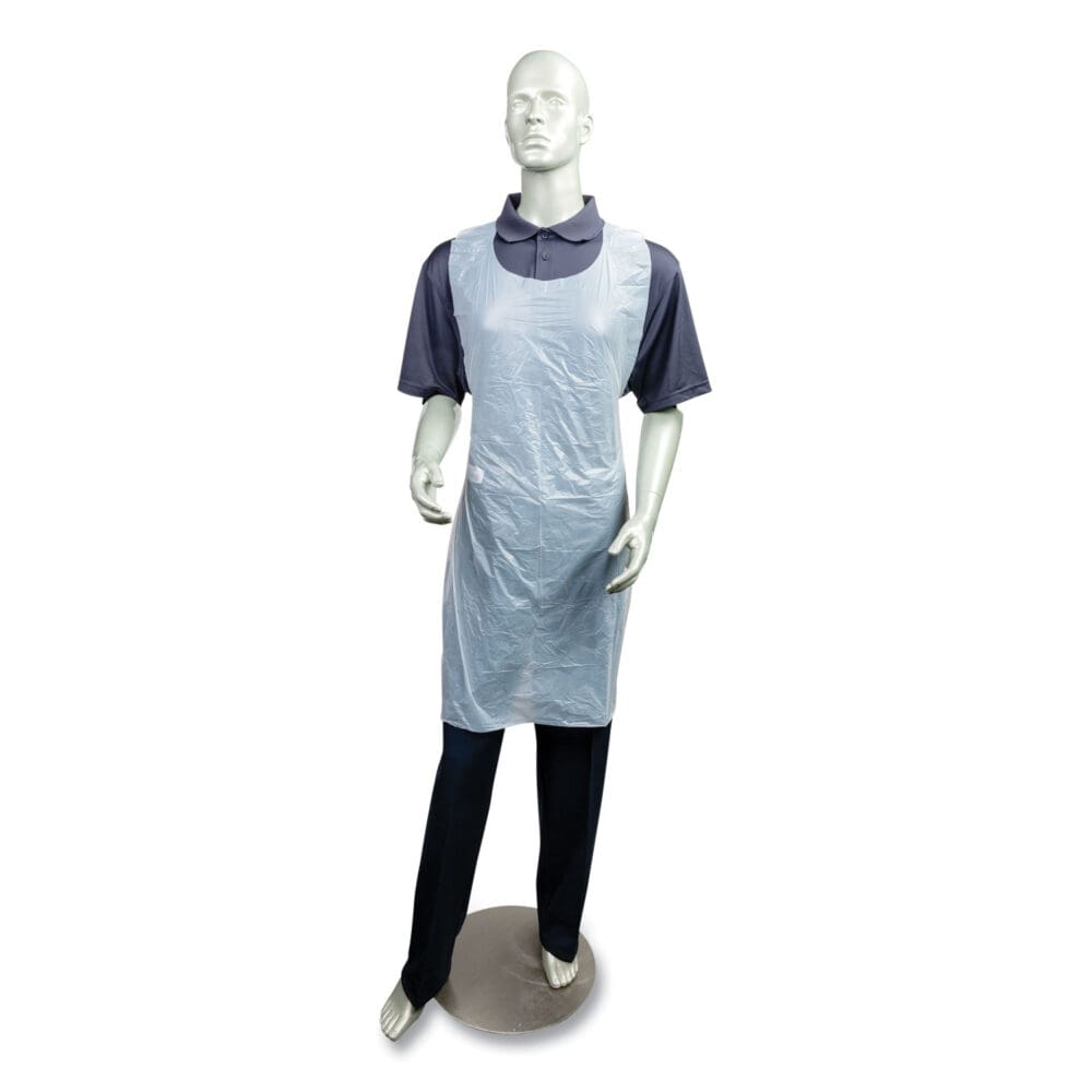 Poly Apron, 28 x 46,  One Size Fits All, White, 100/Pack, 10 Packs/Carton - Image 6