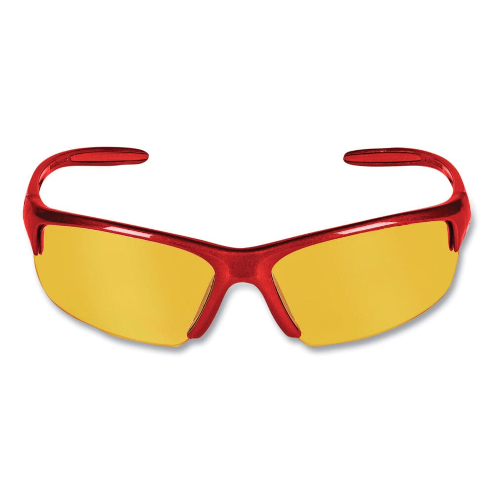 Equalizer Safety Glasses, Red Frames, Amber/Yellow Lens, 12/Box - Image 2