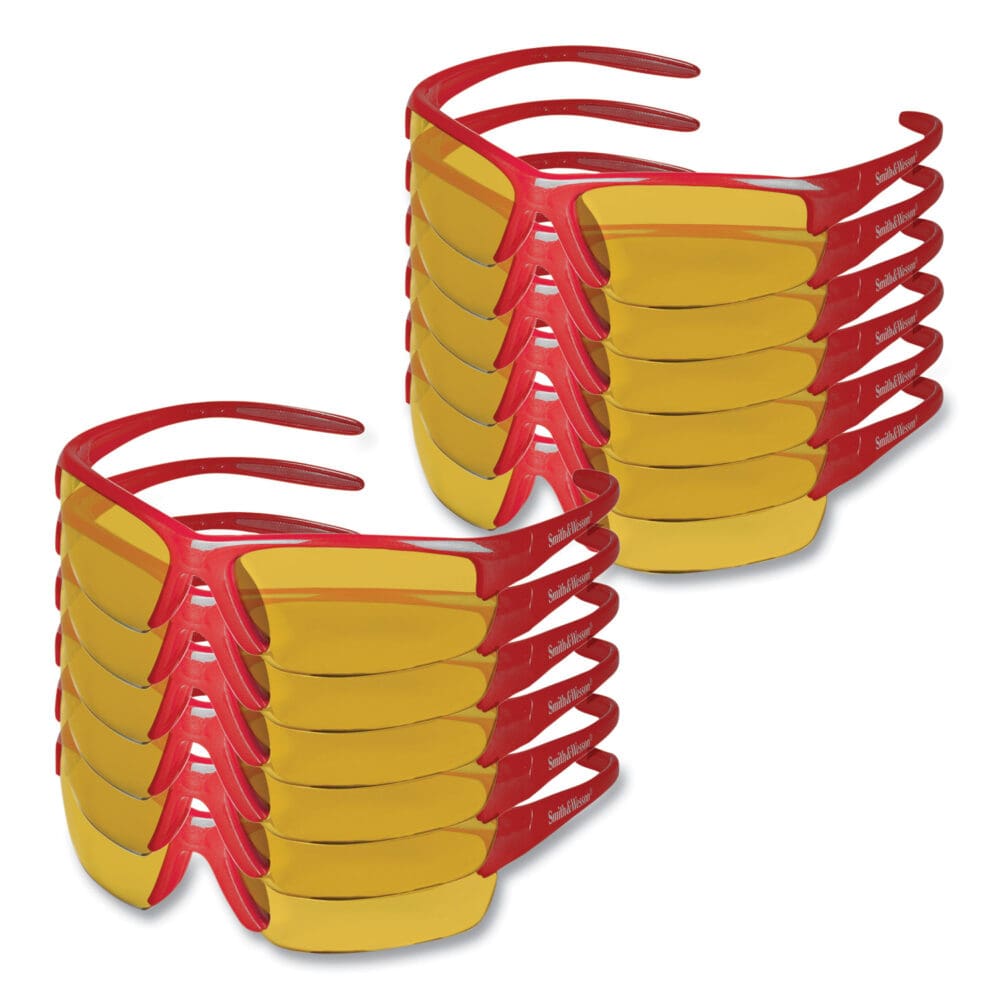 Equalizer Safety Glasses, Red Frames, Amber/Yellow Lens, 12/Box - Image 6