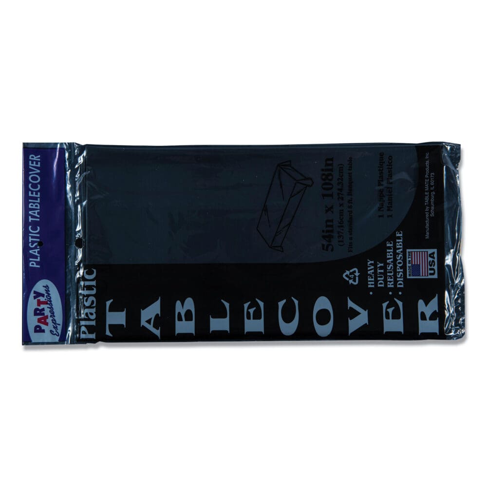 Table Set Rectangular Table Covers, Heavyweight Plastic, 54" x 108", Black, 6/Pack - Image 3
