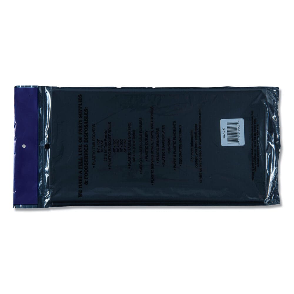 Table Set Rectangular Table Covers, Heavyweight Plastic, 54" x 108", Black, 6/Pack - Image 4
